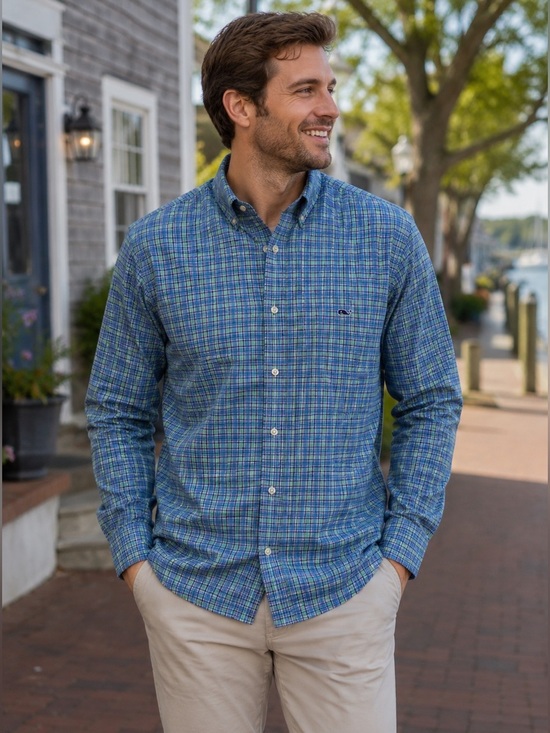 Vineyard Vines Other - VINEYARD VINES OTG Performance Plaid Button Down Shirt Nylon Men’s Medium EUC